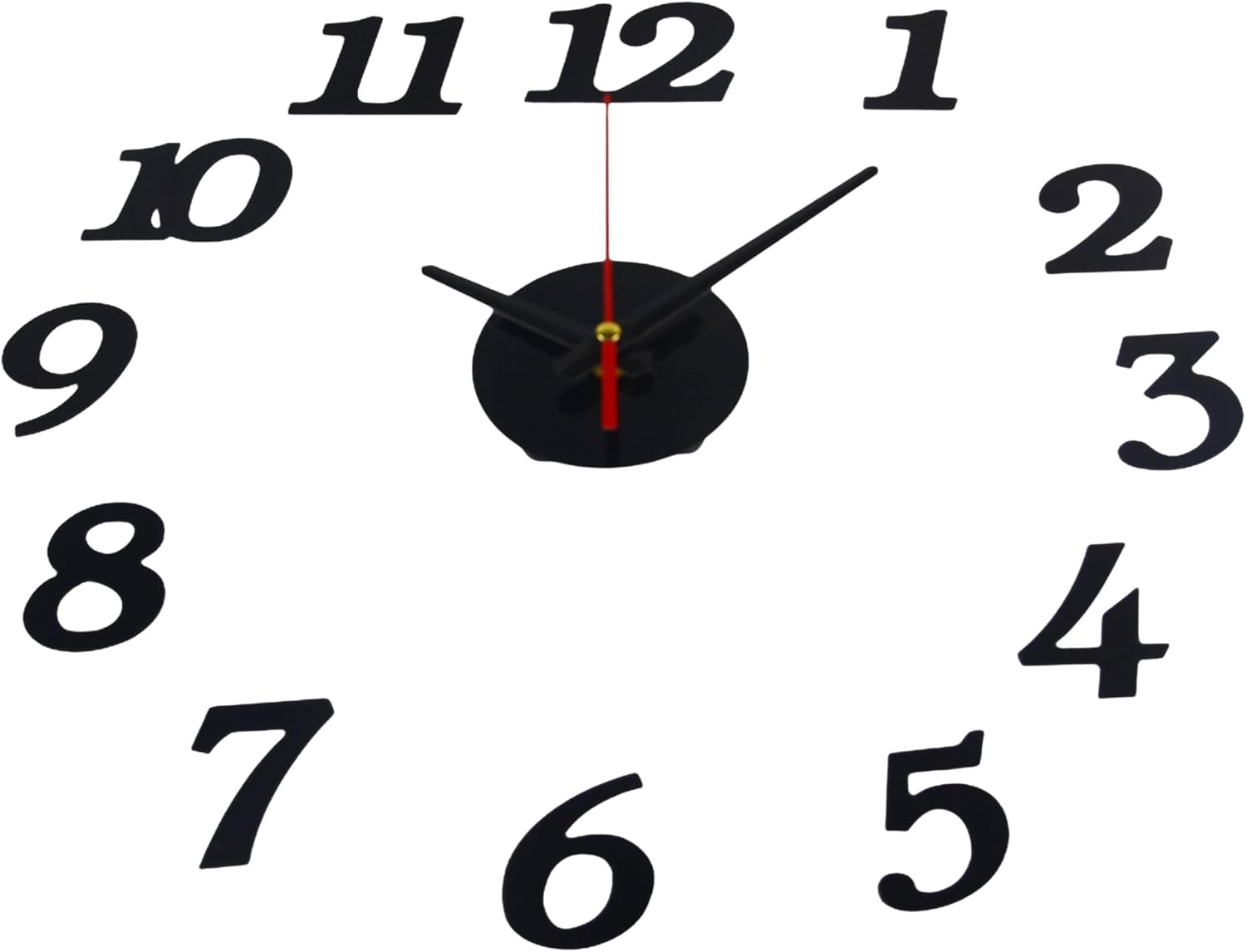 Battery Operated Modern Black Wall Clock — 12" — Black/Big Num