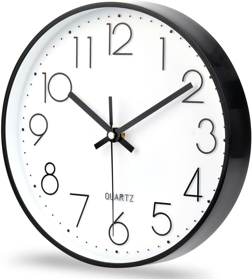 Modern Black Wall Clock — 16" — 10 Inch