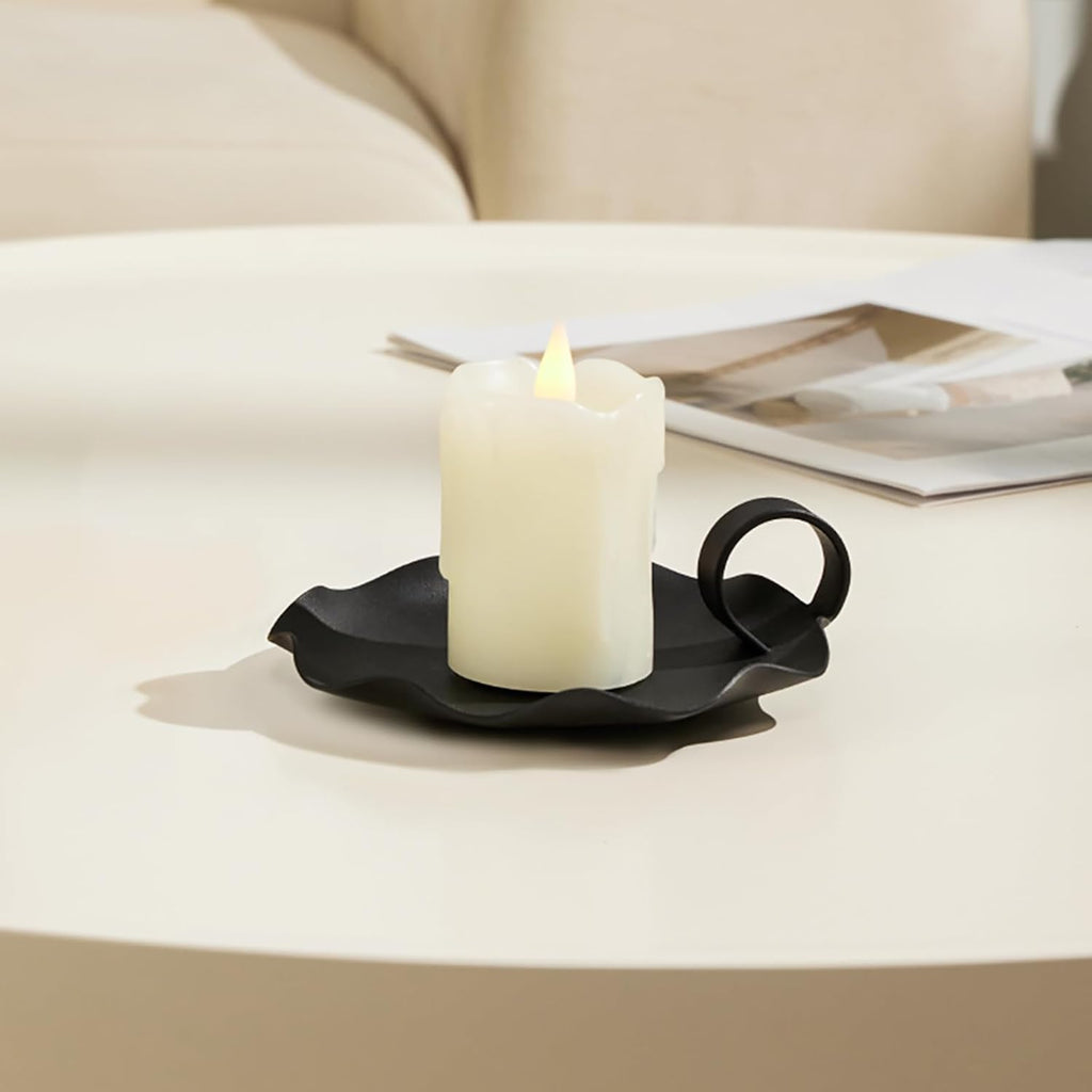 Modern Black Pillar Candle — 5.5" - View 4