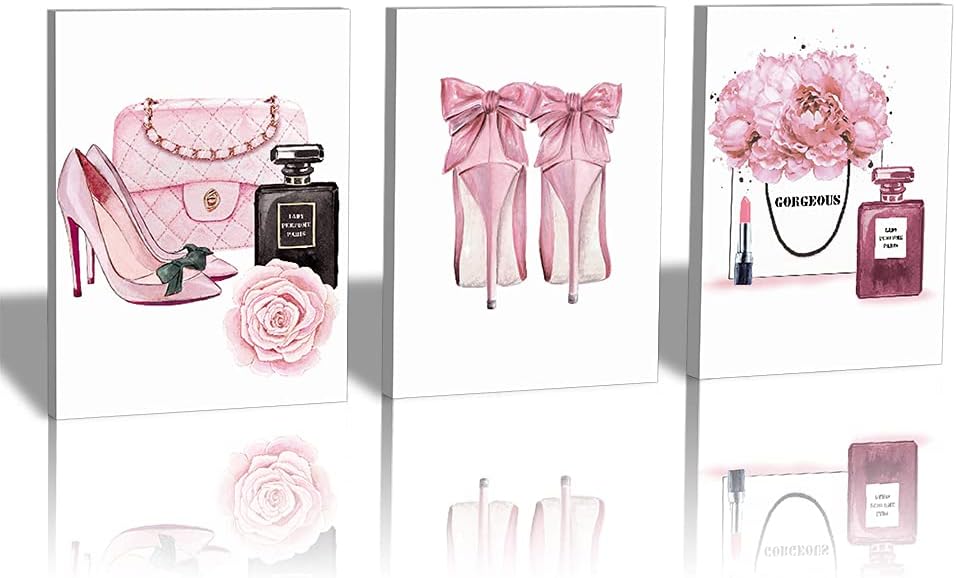 Framed Metal Wall Art — 6" — Pink fashion theme style A - 11.8x15.6 inches
