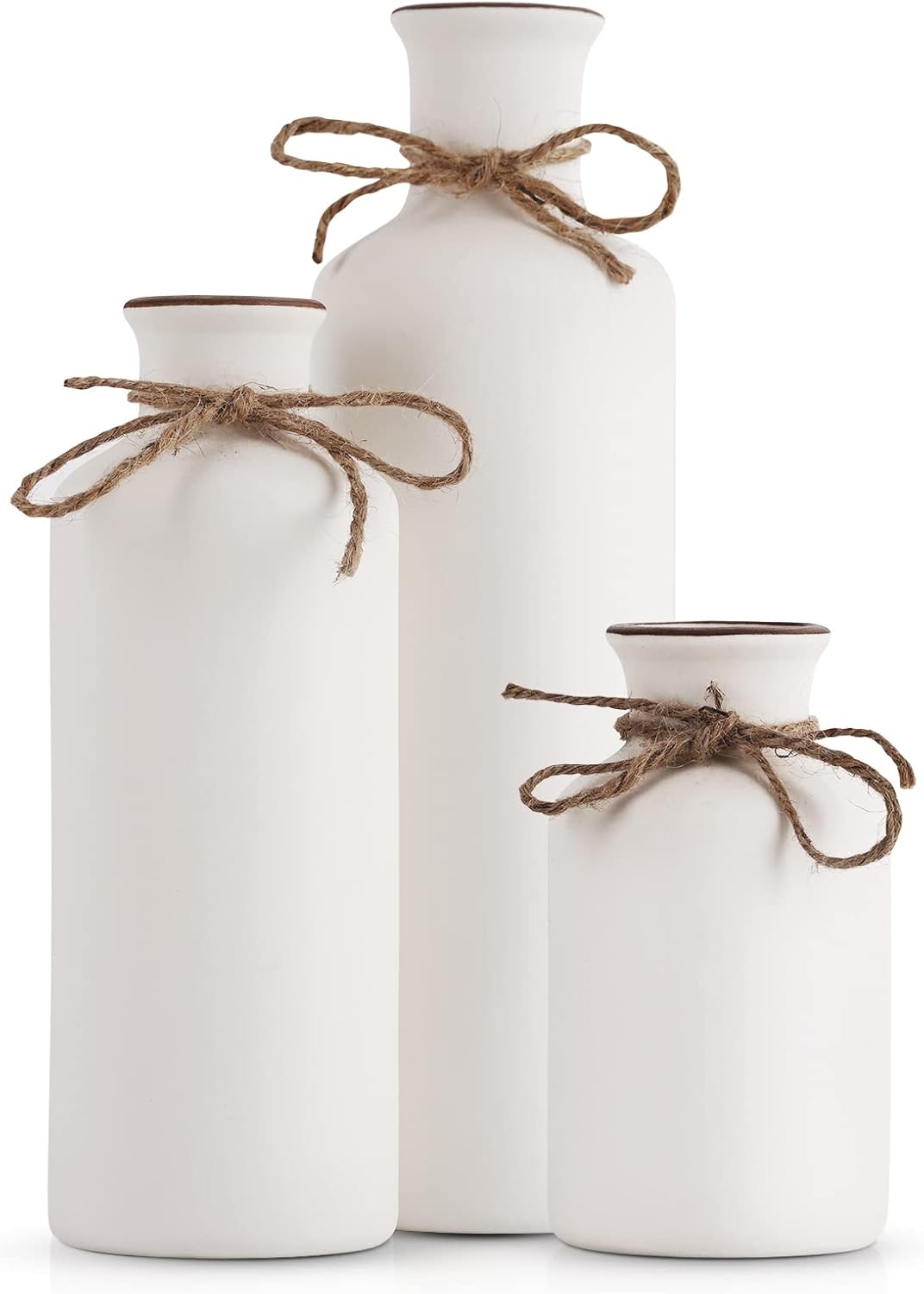 Farmhouse Beige Flower Vase — Matte White