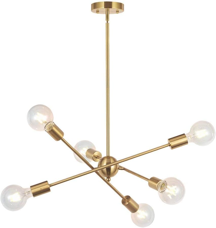 Adjustable Farmhouse Black Chandelier — Brushed Brass