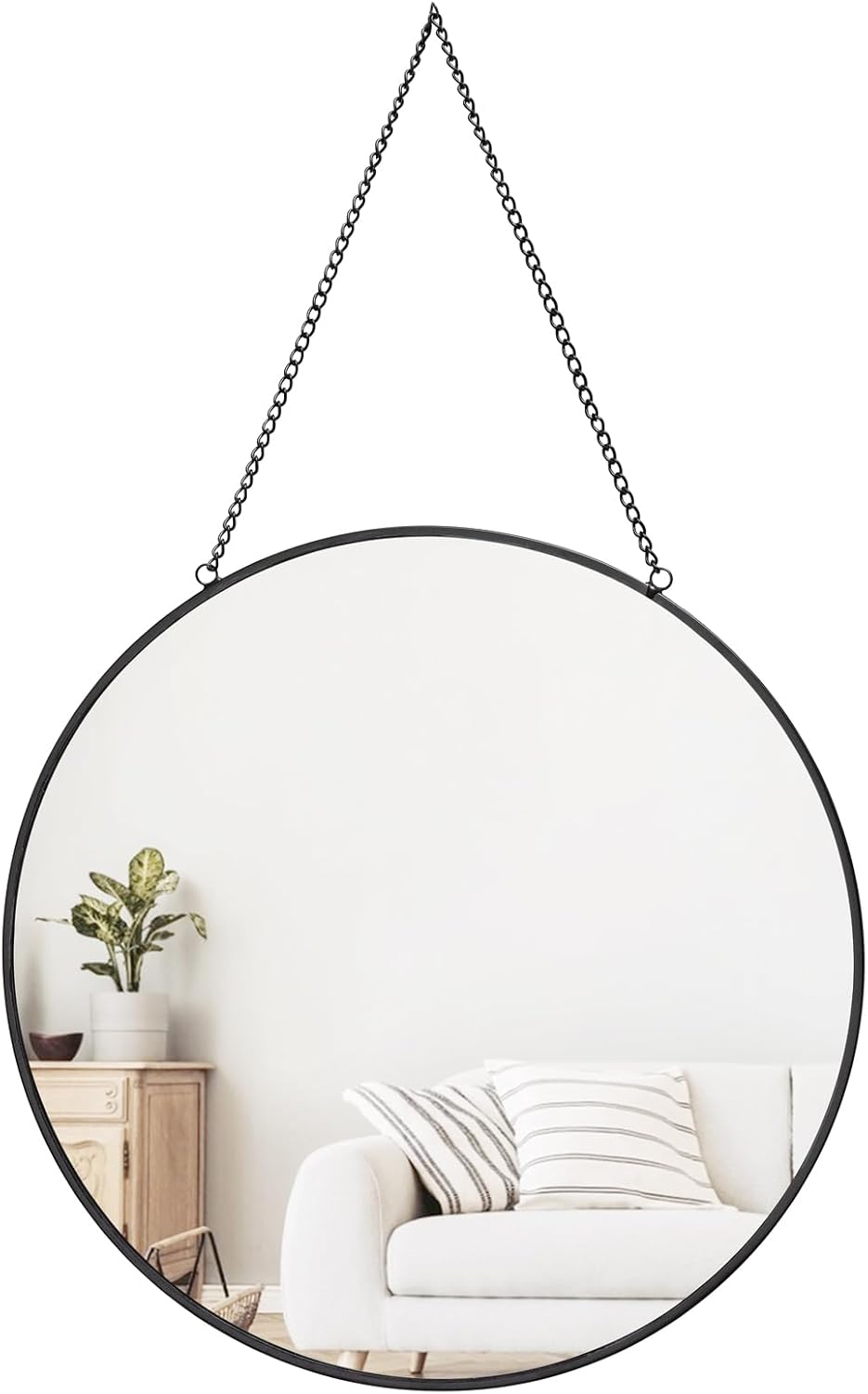 Luxe Black Round Mirror — Black