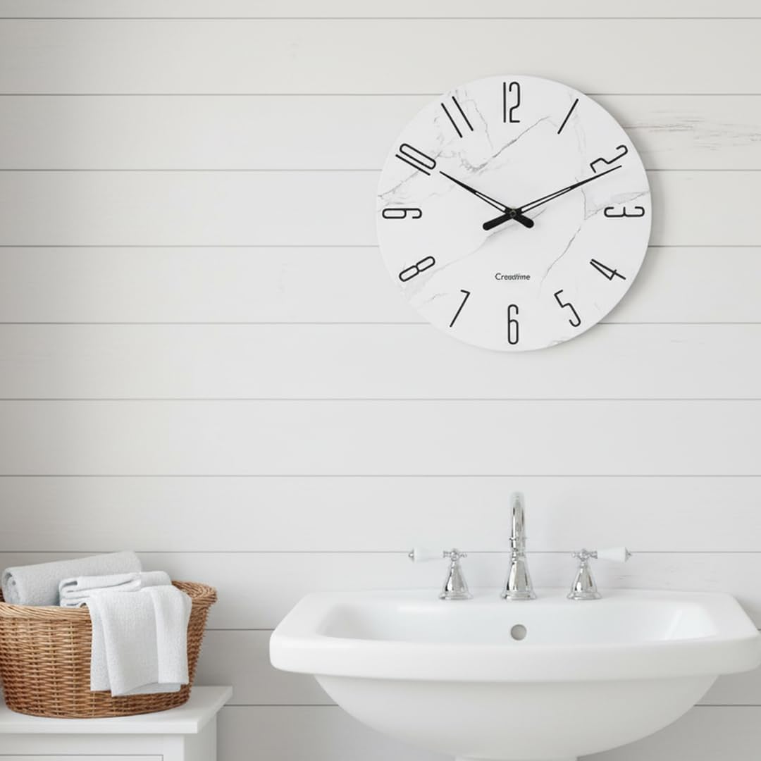Battery Operated Luxe White Wall Clock — 12" - View 8