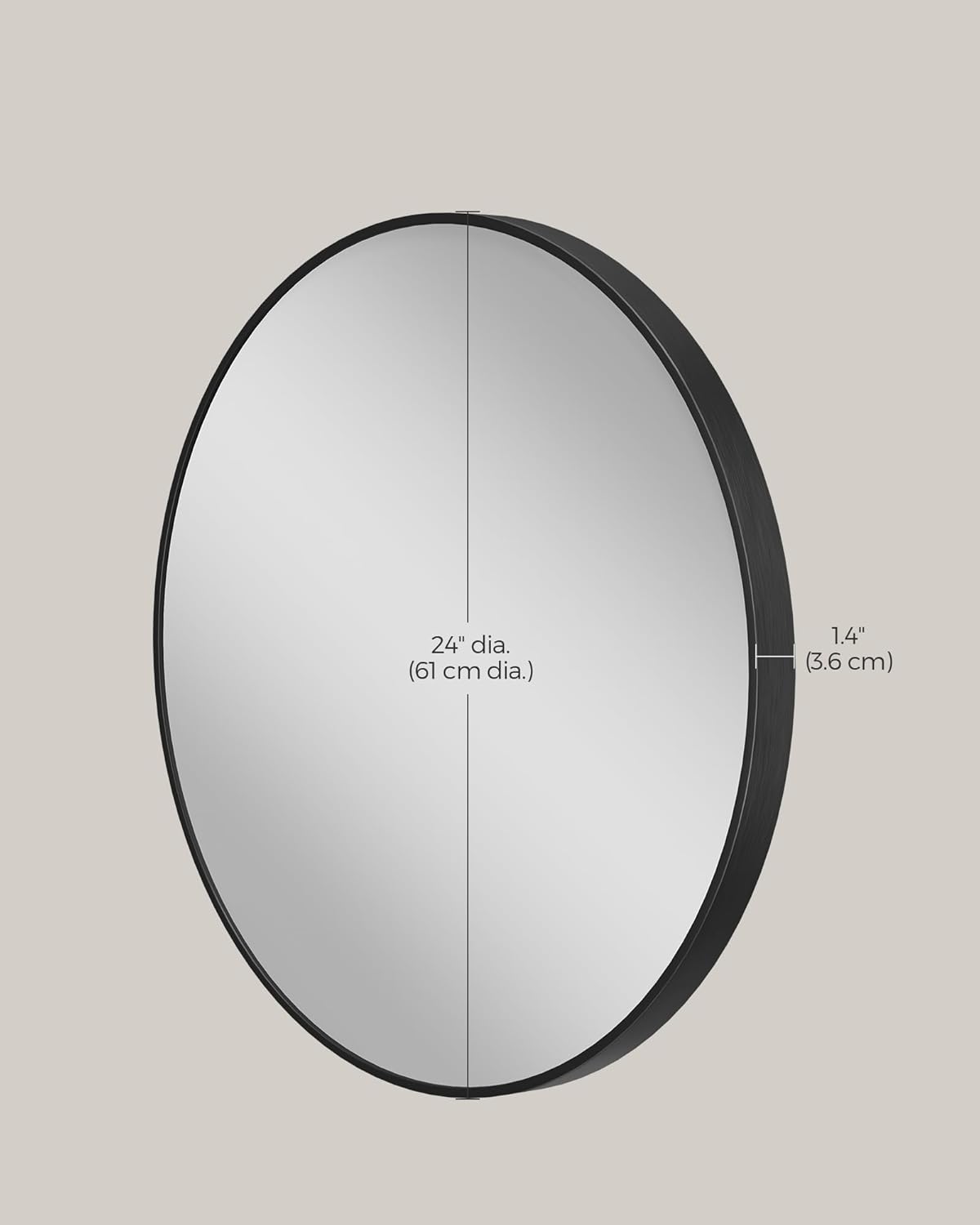Black Round Mirror — 24" - View 4