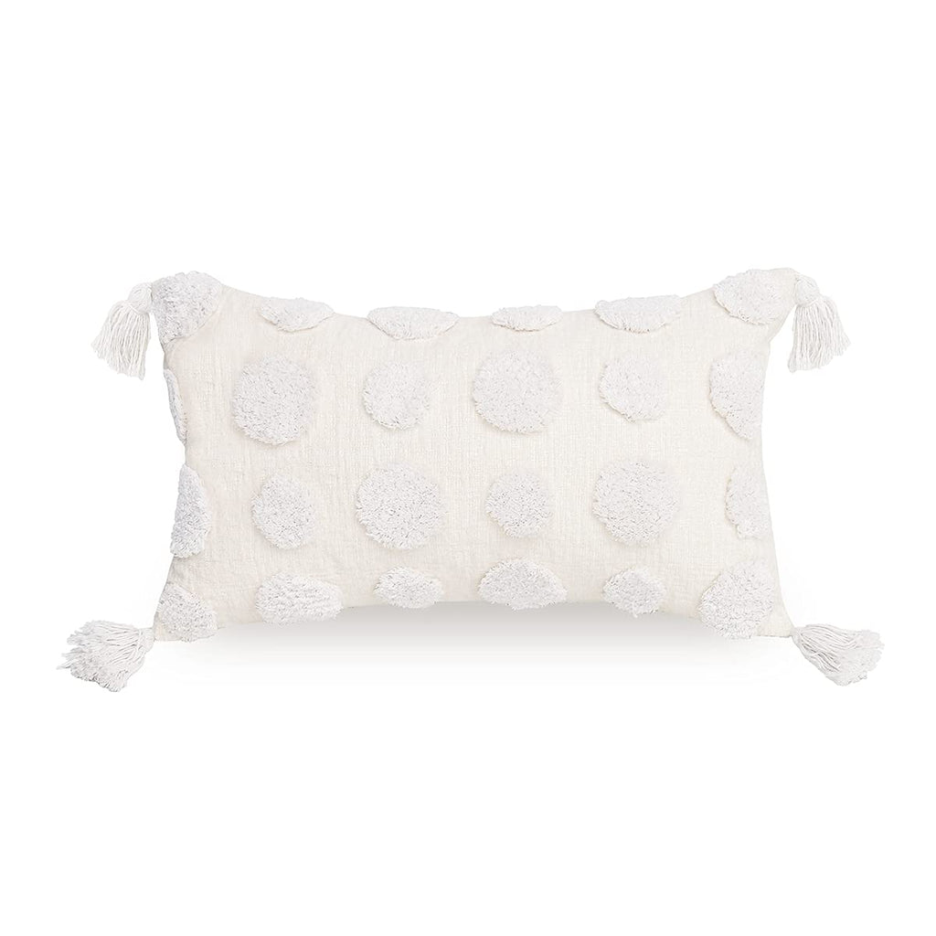 Tufted Boho Grey Throw Pillow Cover — 20"