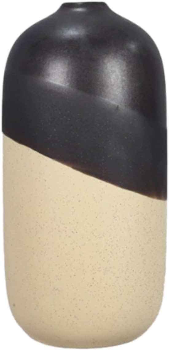 Boho Beige Vase — Set of 2 — Black Dipped Vase