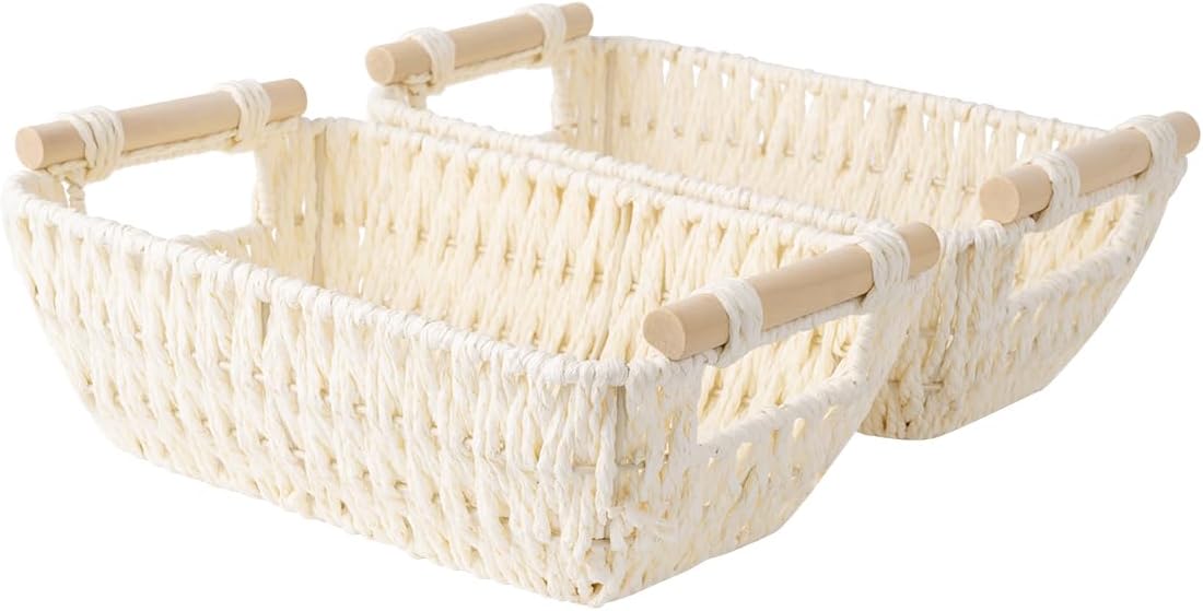 Hand-Woven Boho Beige Storage Basket — Beige