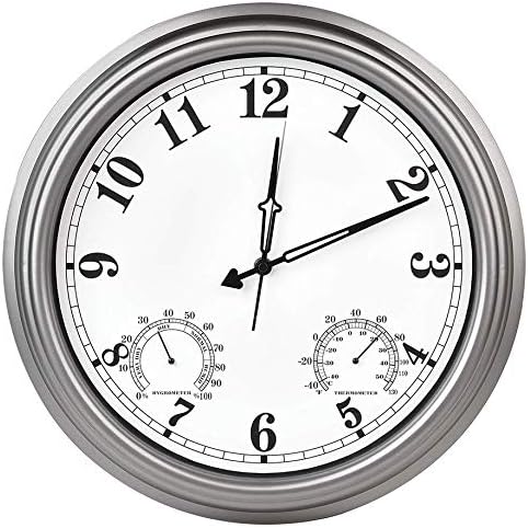 Battery Operated Black Wall Clock — 10" — Silver