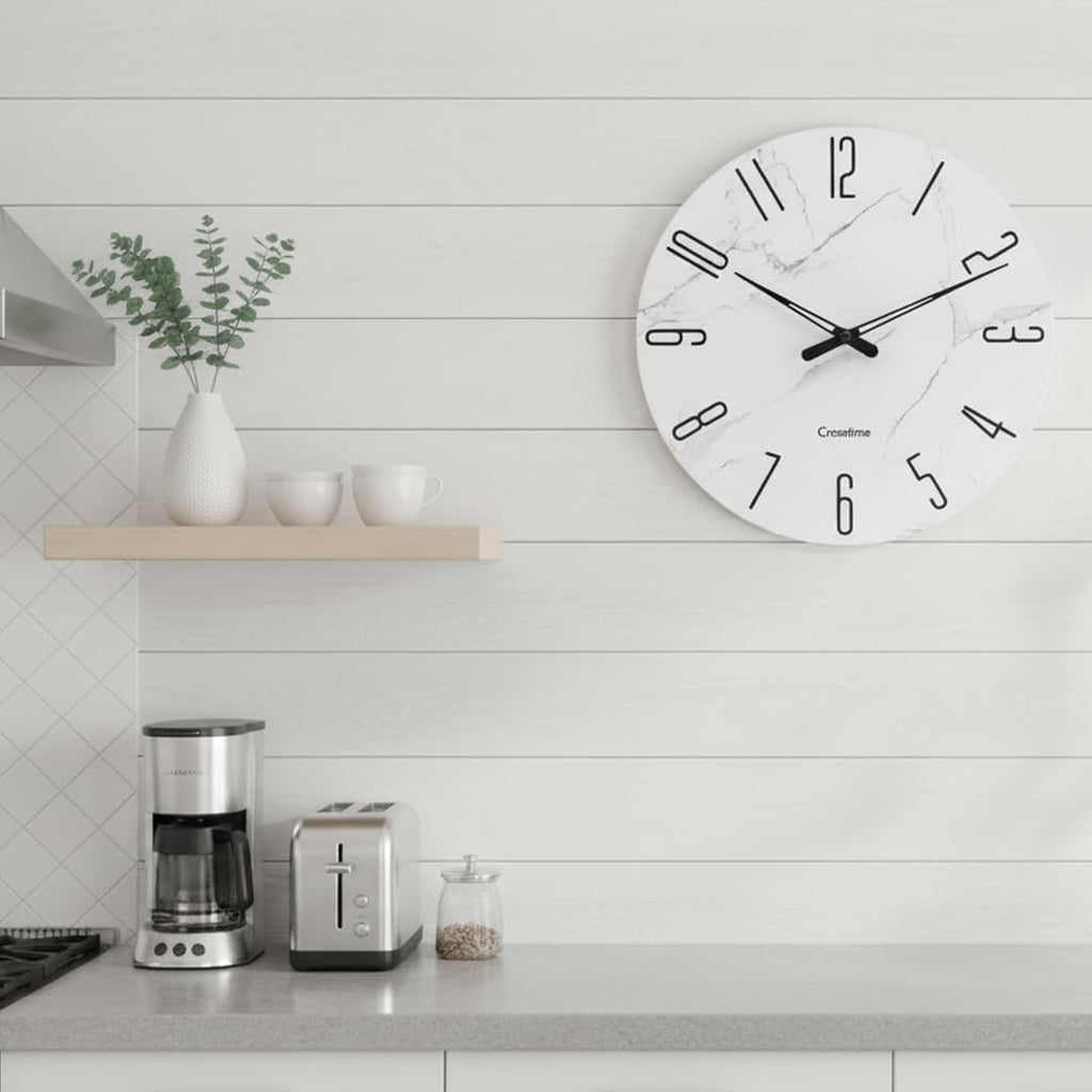 Battery Operated Luxe White Wall Clock — 12" - View 7