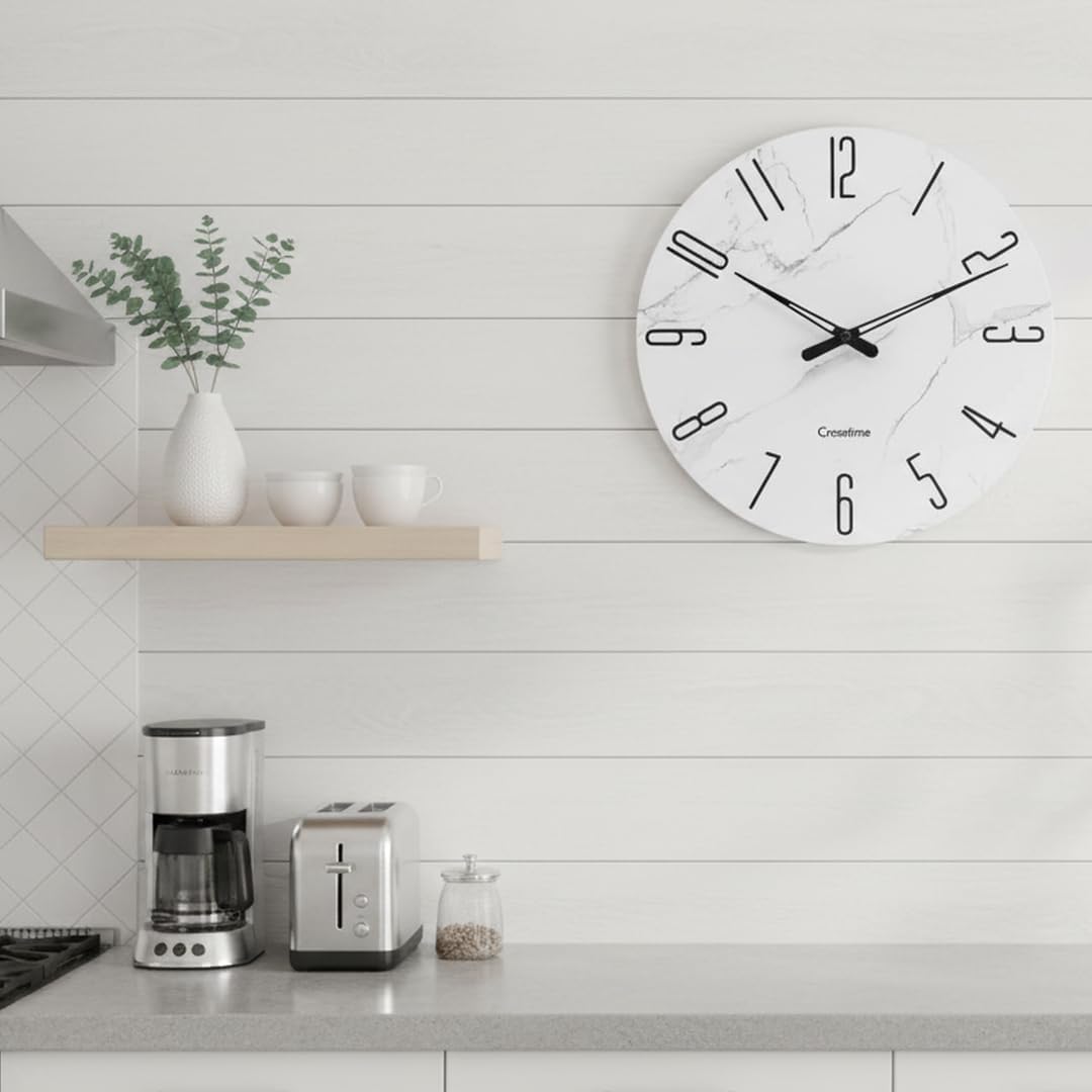Battery Operated Luxe White Wall Clock — 12" - View 7
