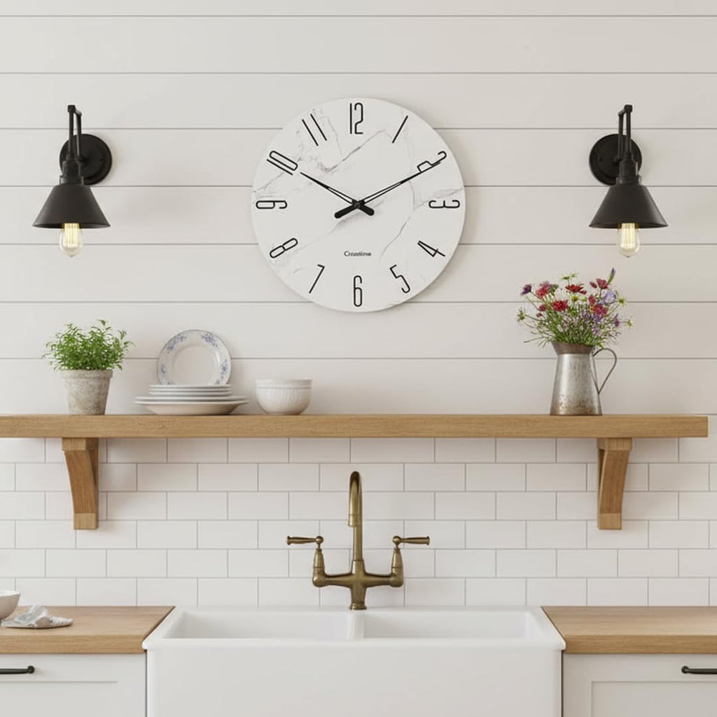 Battery Operated Luxe White Wall Clock — 12" - View 5