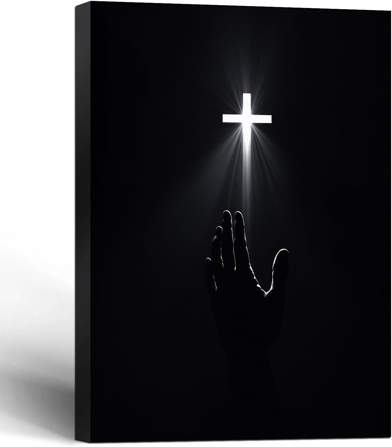 Framed Black Wall Art — 16" — Black Cross