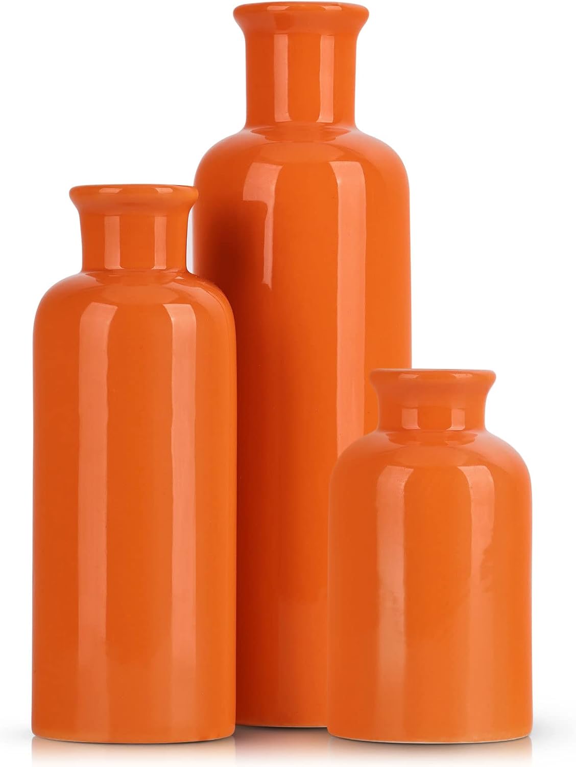 Farmhouse Beige Flower Vase — Orange