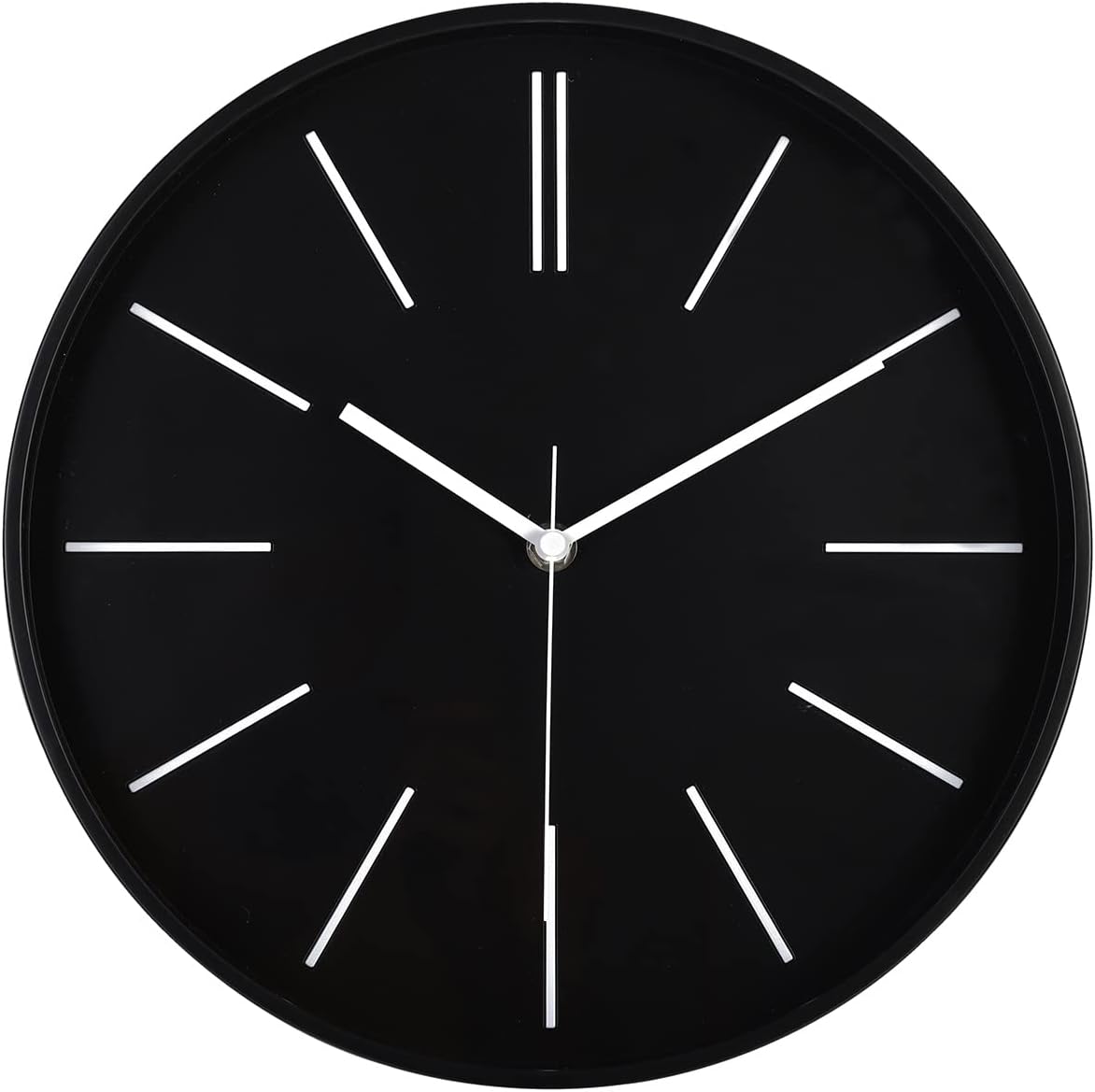 Battery Operated Modern Black Wall Clock — 12" — Black