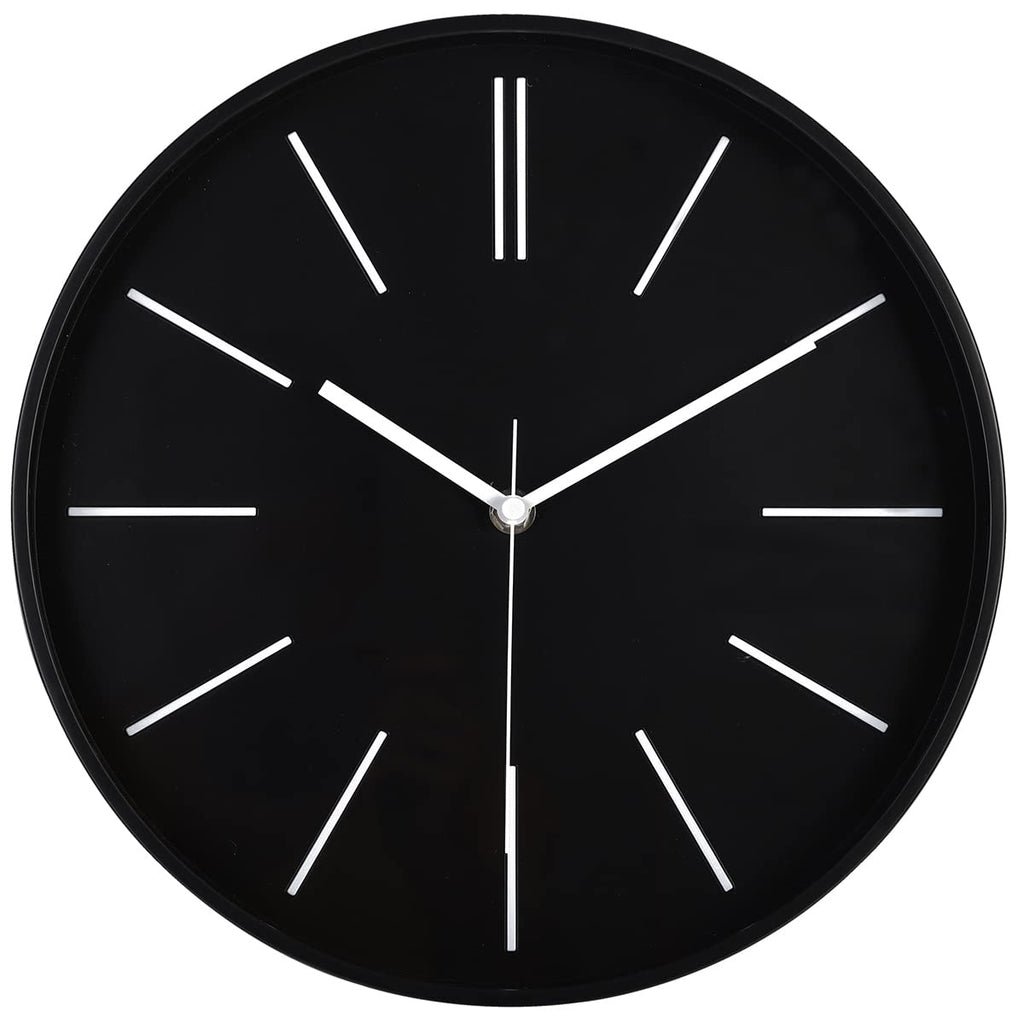 Battery Operated Modern Black Wall Clock — 12"