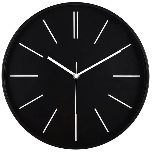 Battery Operated Modern Black Wall Clock — 12"