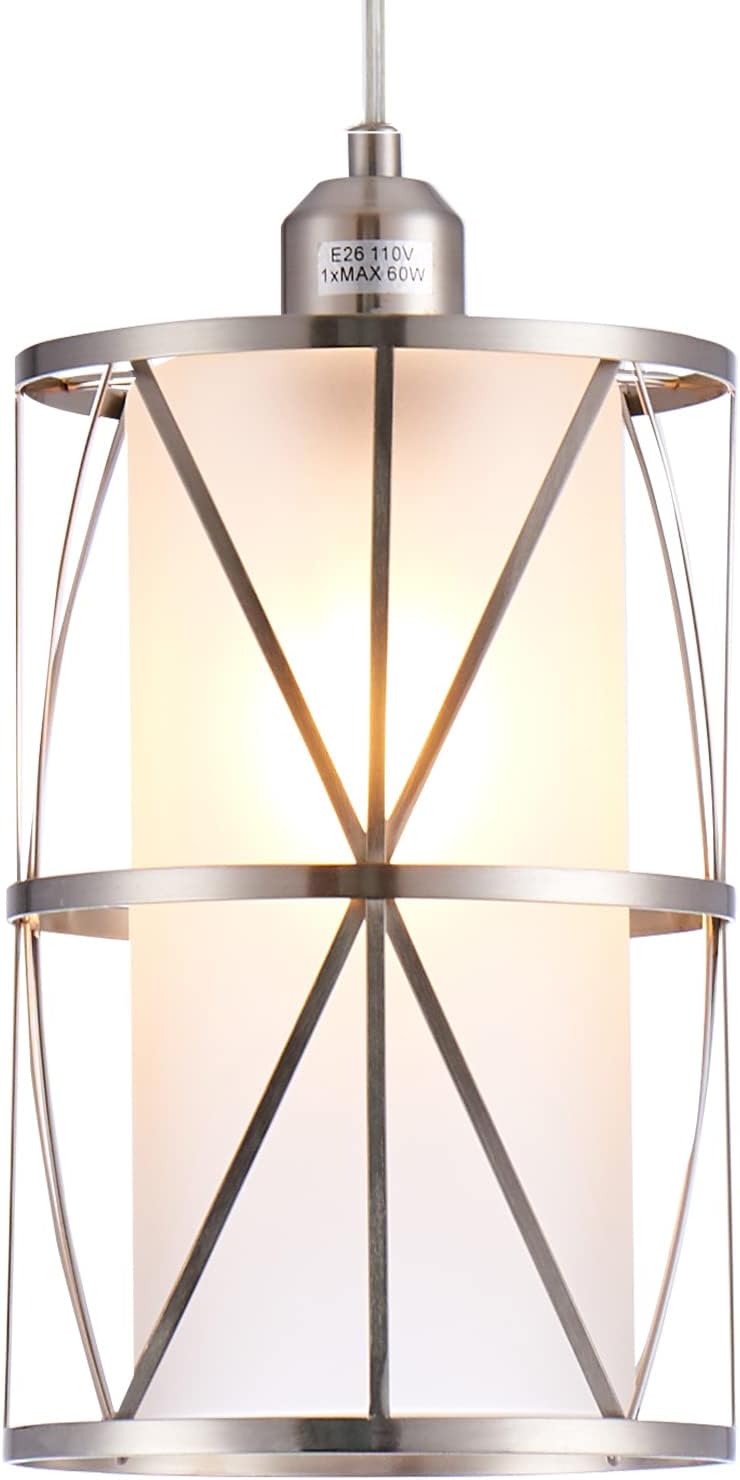 Black Pendant Light — Brushed Nickel, Frosted Glass