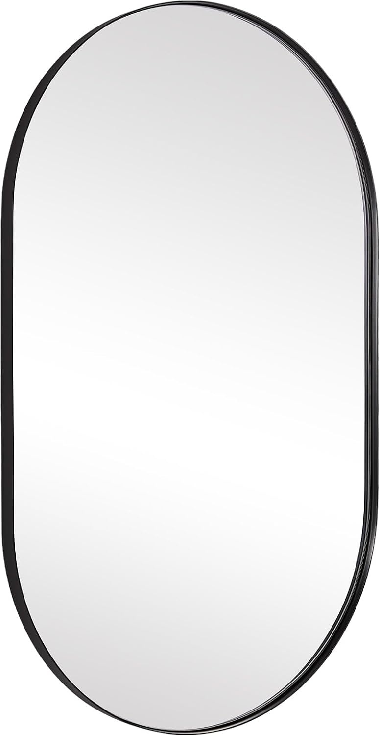 Oval Luxe Black Mirror — 1" — Black