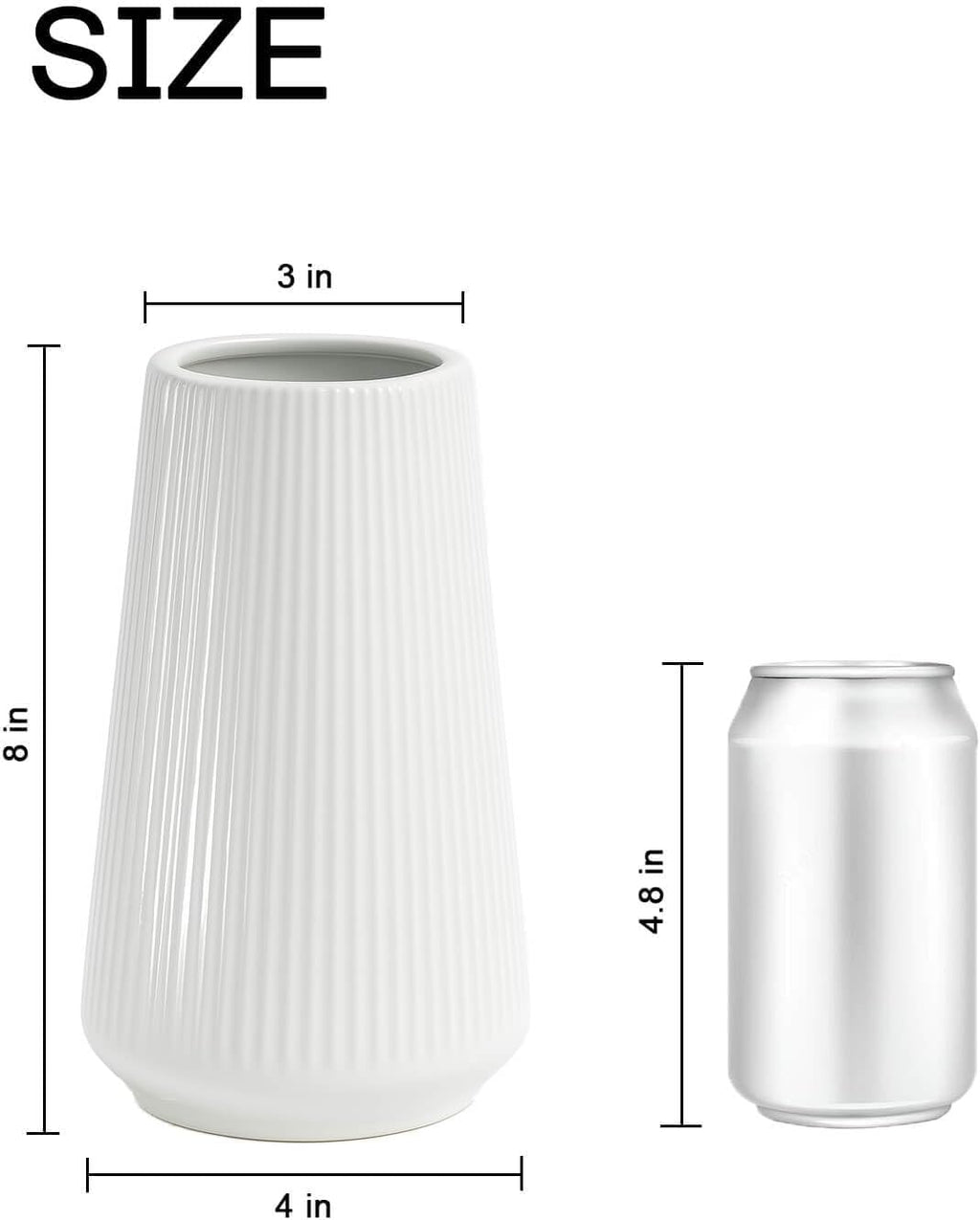 Modern Black Flower Vase — 8" - View 2