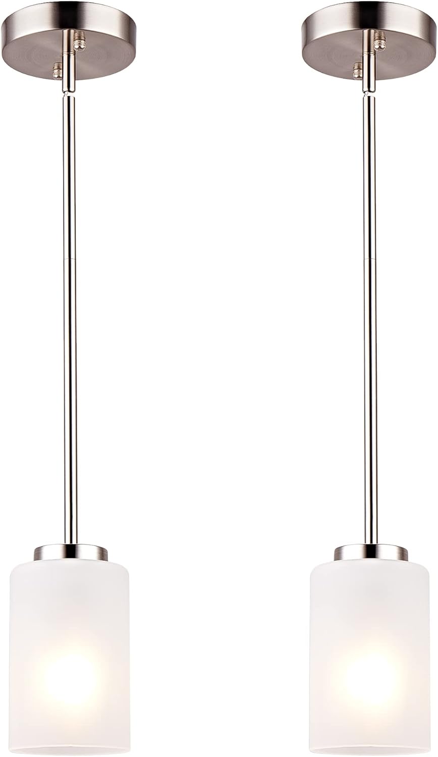 Adjustable Modern Black Chandelier — 1-Light — Opal White Glass Shade