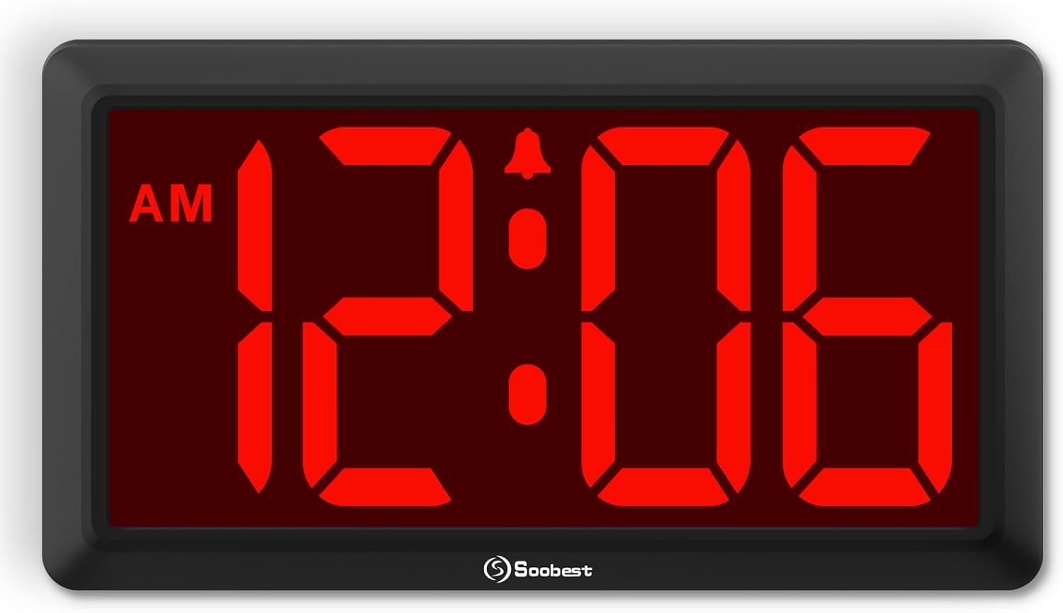 Battery Operated Modern Green Wall Clock — 3.2" — 9.5'' Red