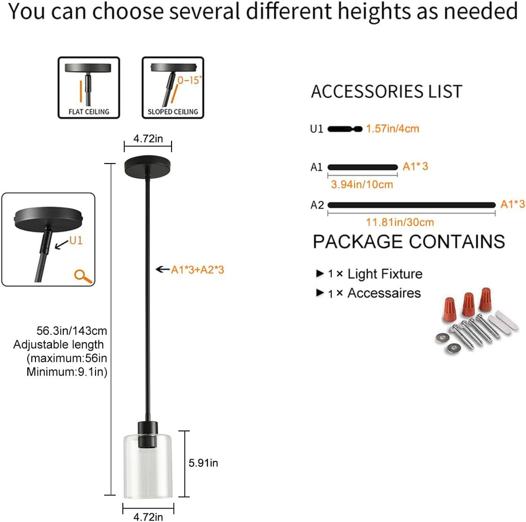 Farmhouse Black Pendant Light - View 4