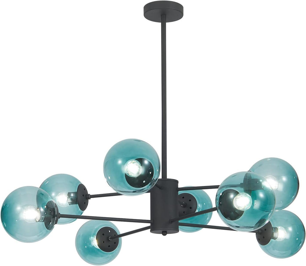 Mid-Century Black Chandelier — 8-Light