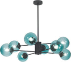 Mid-Century Black Chandelier — 8-Light