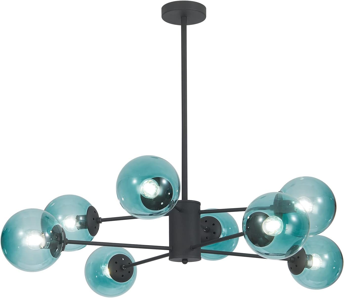 Mid-Century Black Chandelier — 8-Light