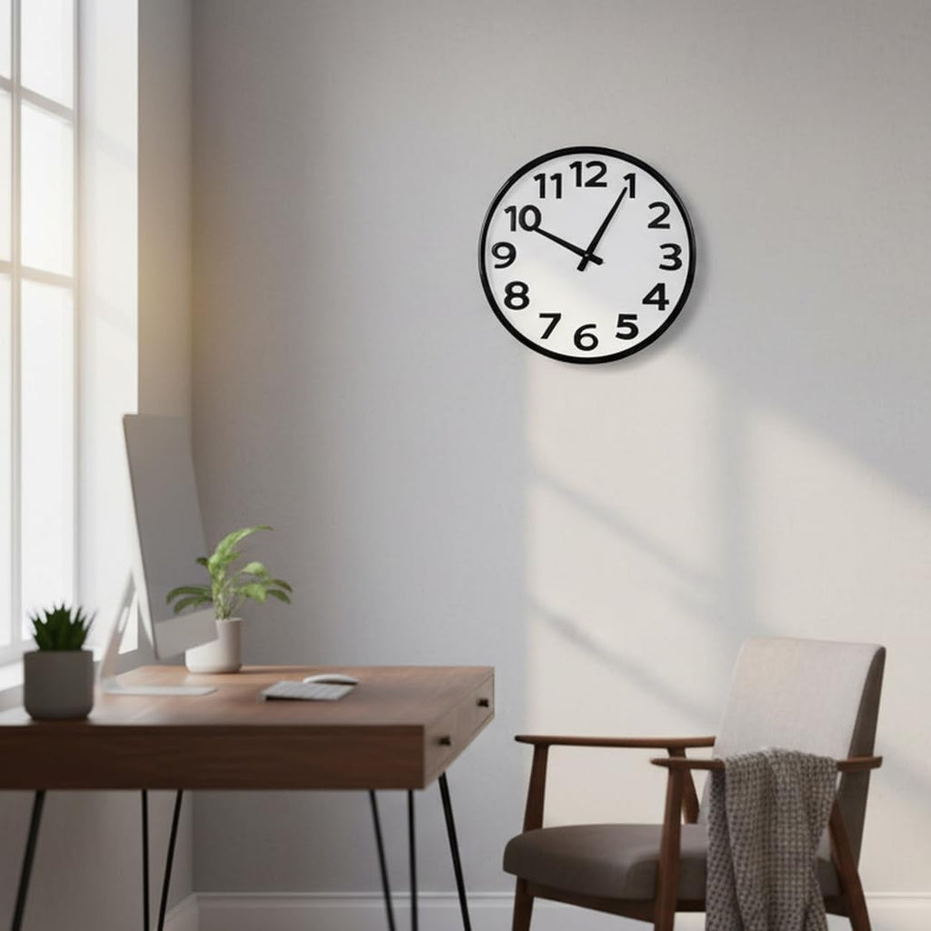 Battery Operated Black Wall Clock — 16" - View 7