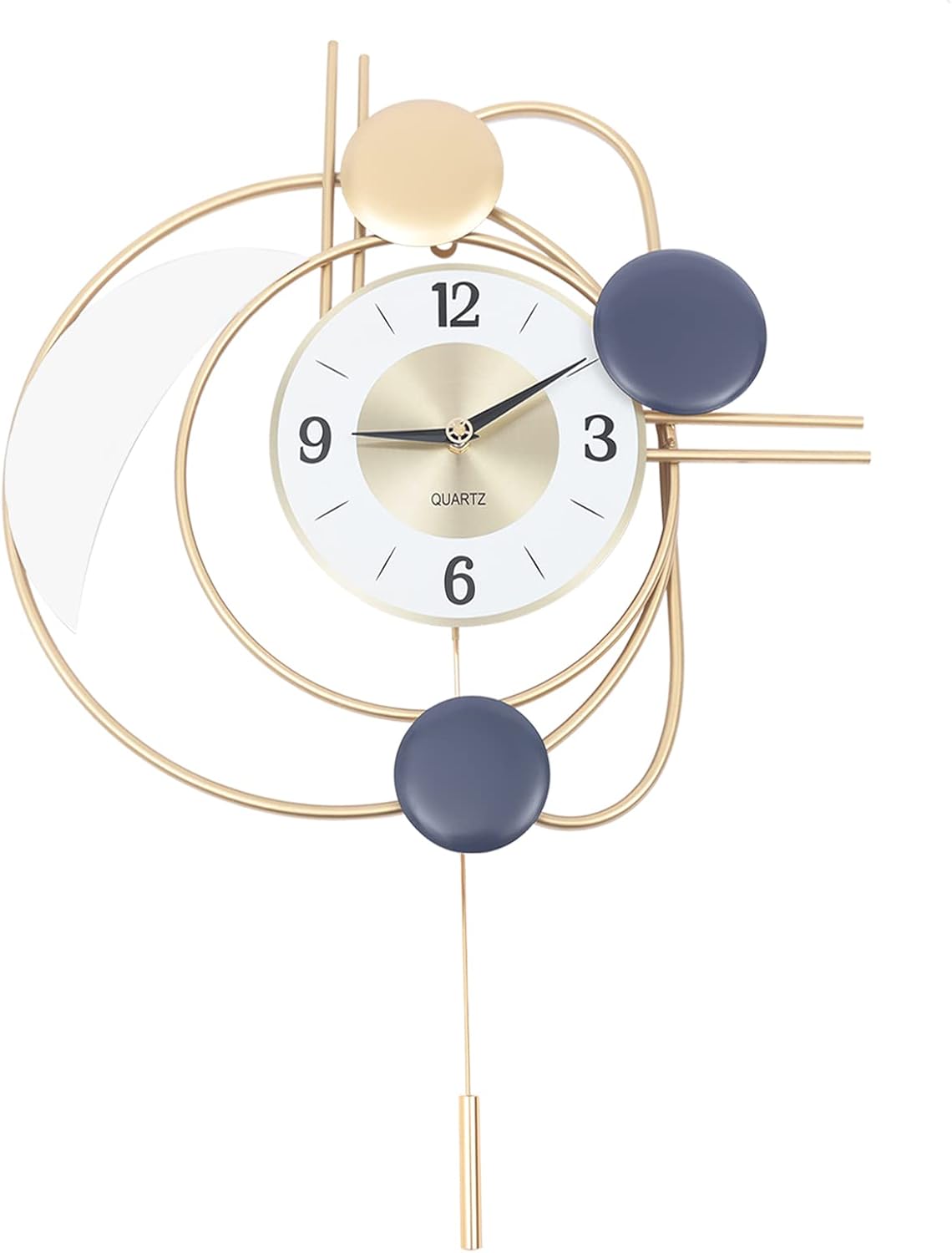 Battery Operated Luxe Black Wall Clock — 8" — Gold