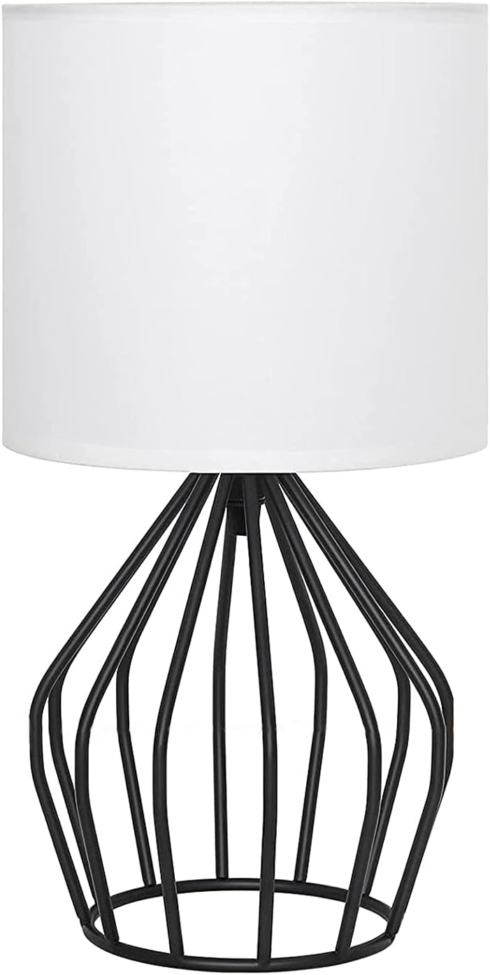 Linen Modern Black Bedside Lamp — Black