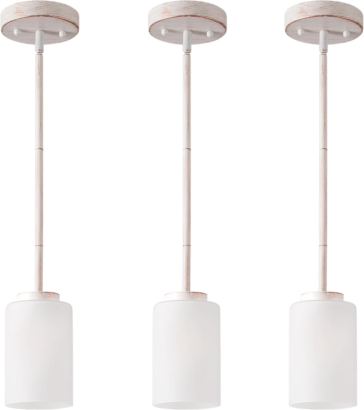 Adjustable Modern Black Chandelier — 1-Light — White Gold Cord with Opal White Glass
