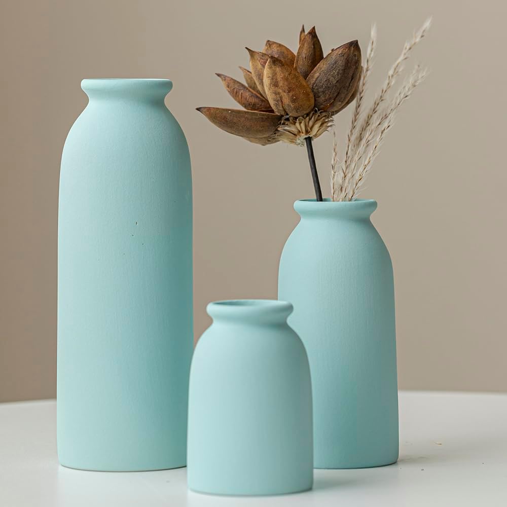 Boho Beige Flower Vase — Blue