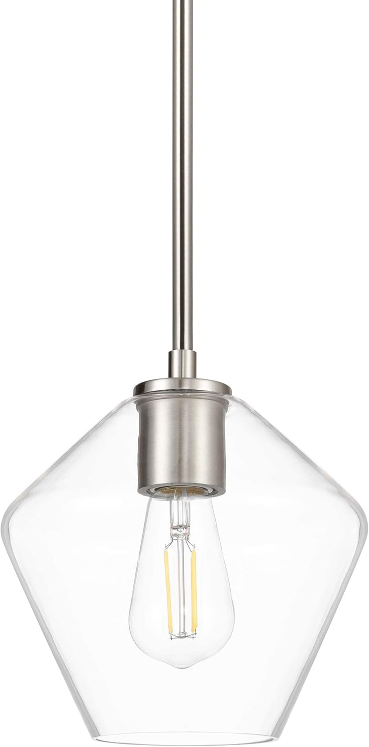 Farmhouse Black Pendant Light — Brushed Nickel