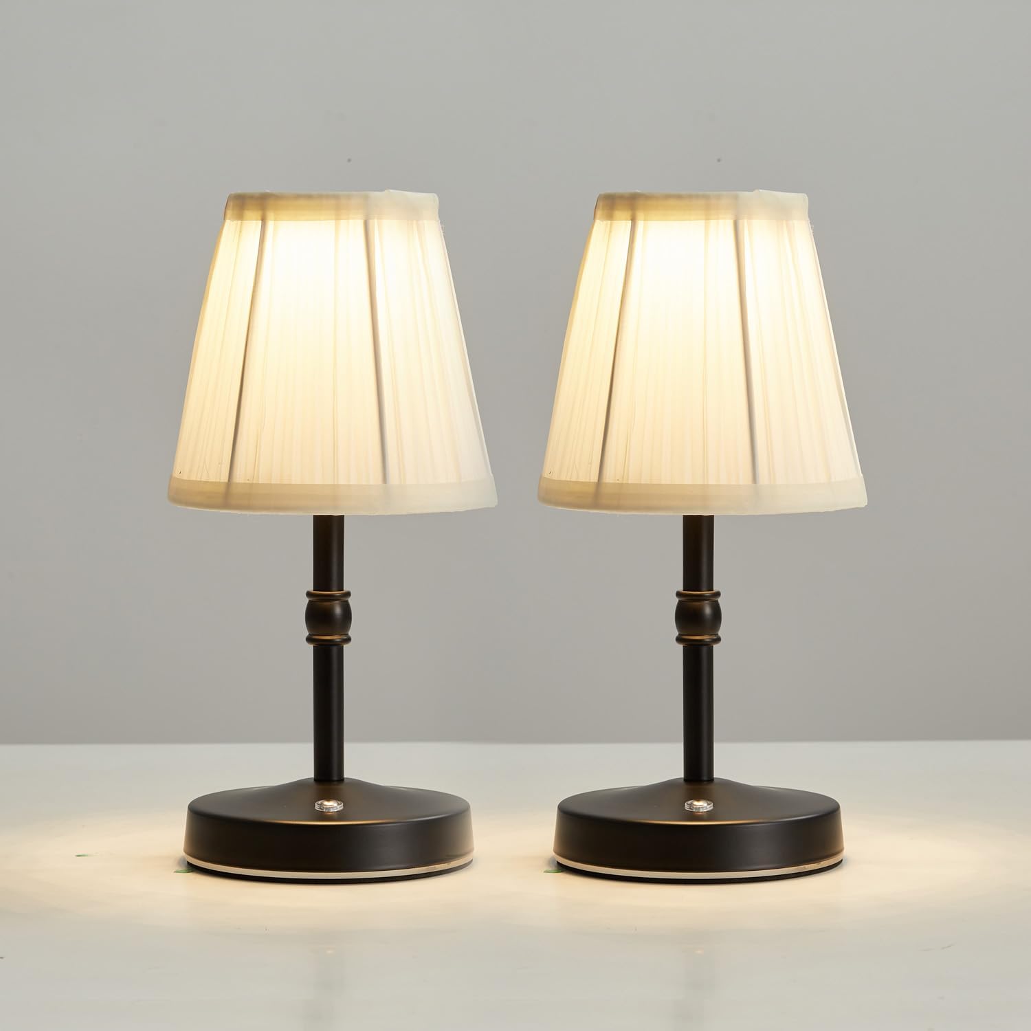 Cordless Luxe Black Table Lamp — 8" — Black-9.8 inch-2pack