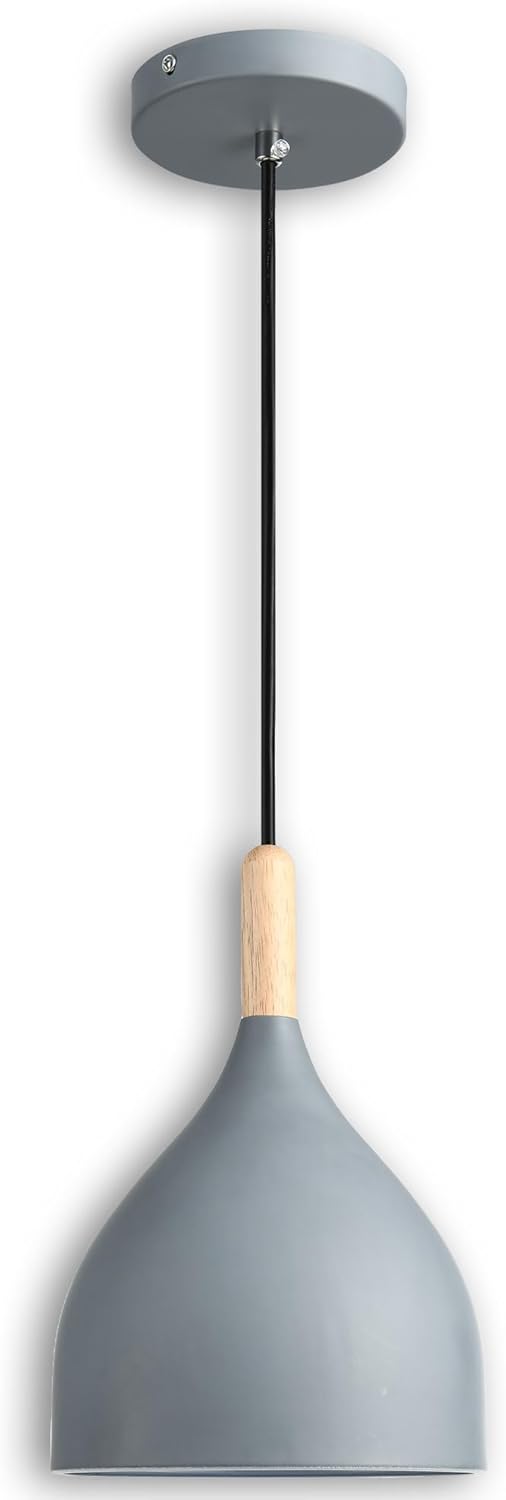 Adjustable Modern Beige Pendant Light — 6.6" — Ashwood Gray