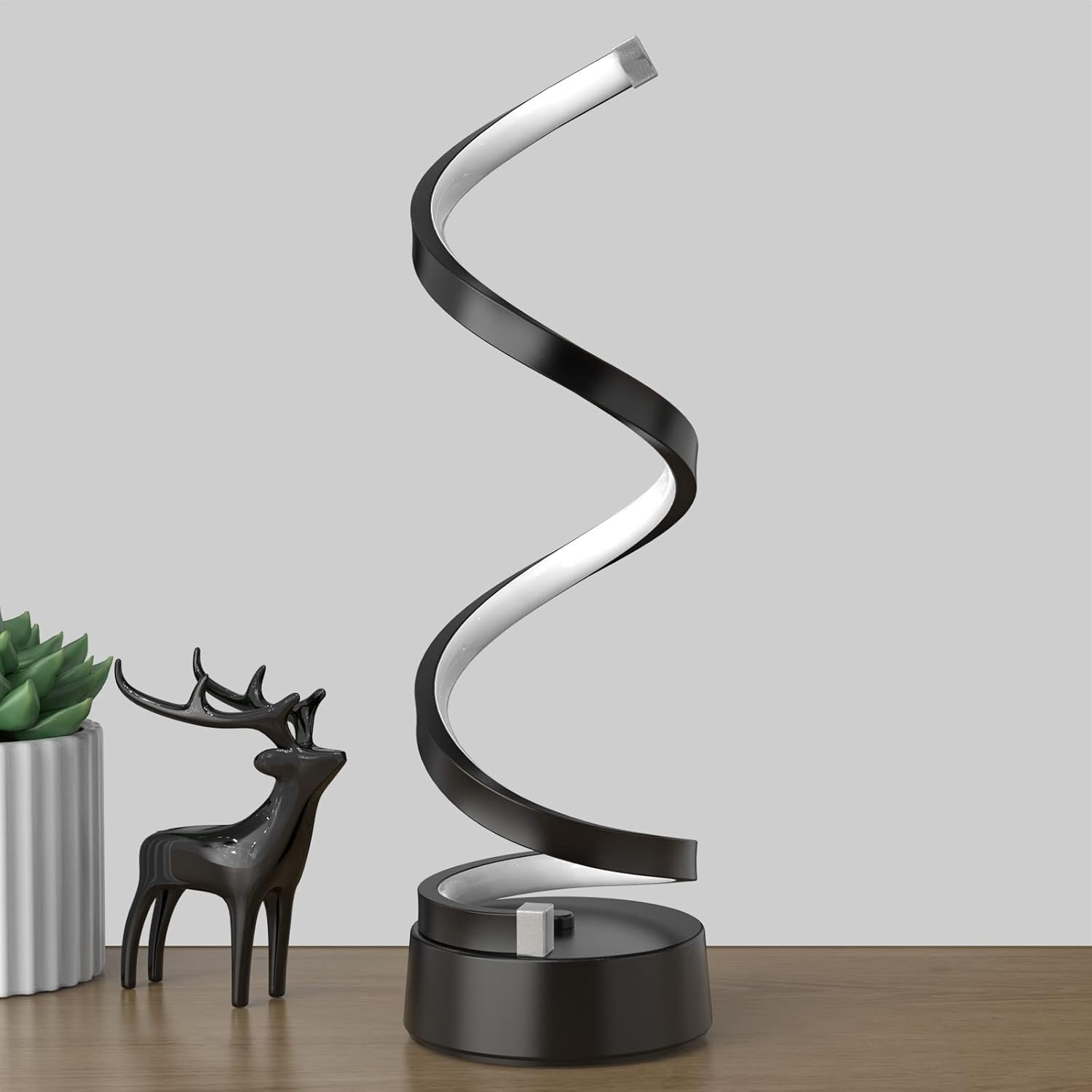 Dimmable Modern Black Bedside Lamp — 8" - View 2