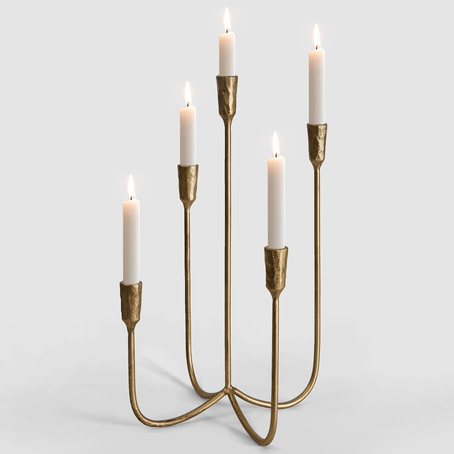 Antique Luxe Gold Candle — 15" — Antique Brass 5 Arms