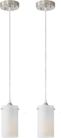 Adjustable Modern Black Chandelier — 1-Light — New White Frosted Glass Shade