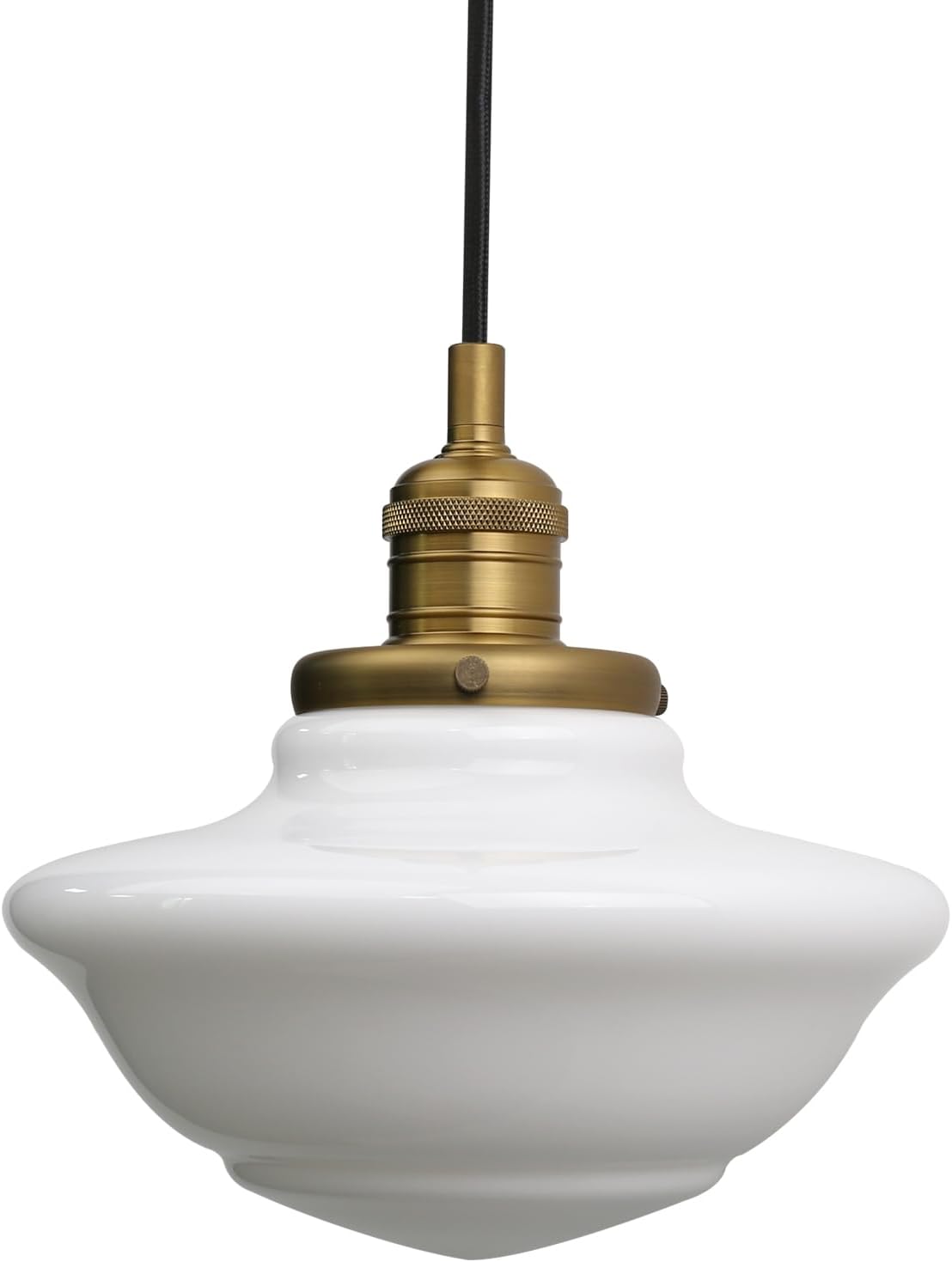 Adjustable Luxe Black Pendant Light — Antique Brass
