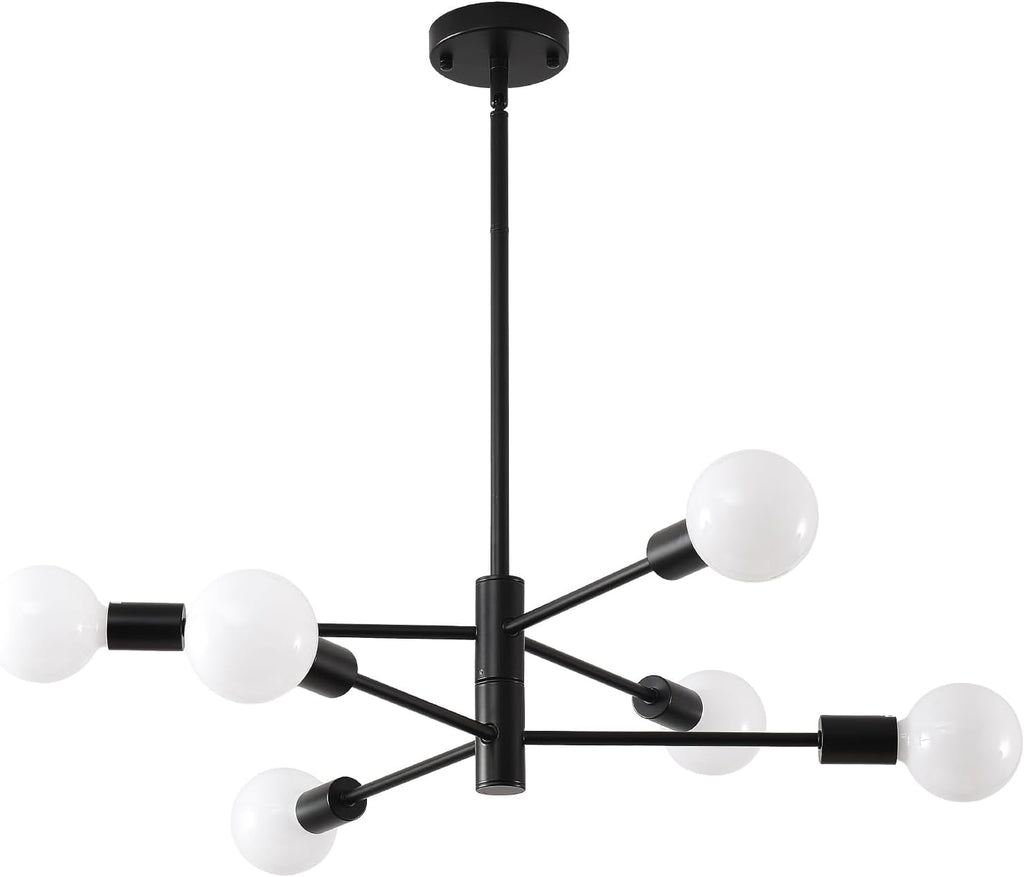 Adjustable Farmhouse Black Chandelier — 6-Light - View 4