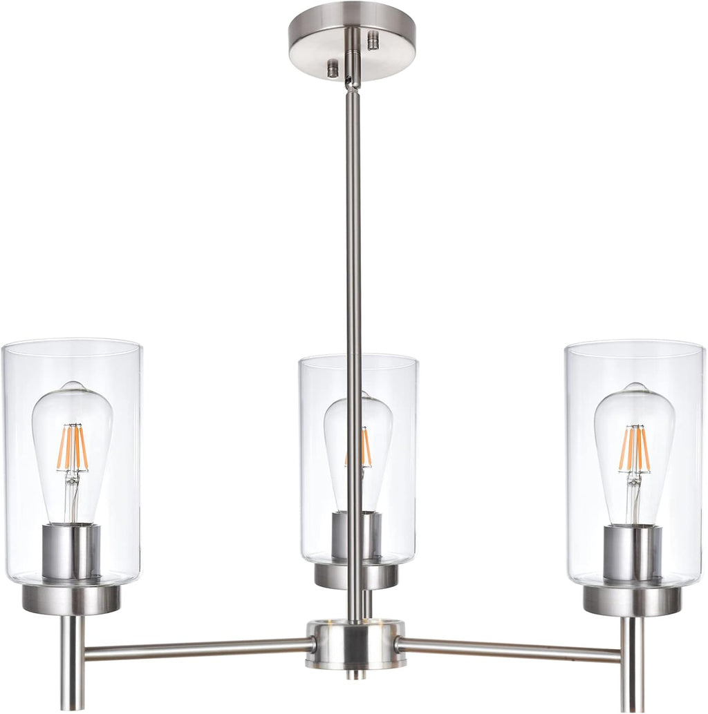 Vintage Modern Black Chandelier — 5-Light — Brushed Nickel