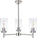 Vintage Modern Black Chandelier — 5-Light — Brushed Nickel