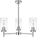 Vintage Modern Black Chandelier — 5-Light — Brushed Nickel
