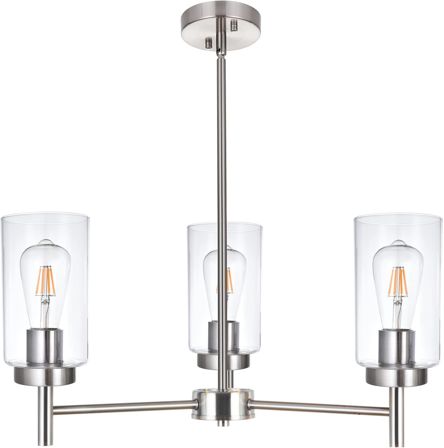 Vintage Modern Black Chandelier — 5-Light — Brushed Nickel