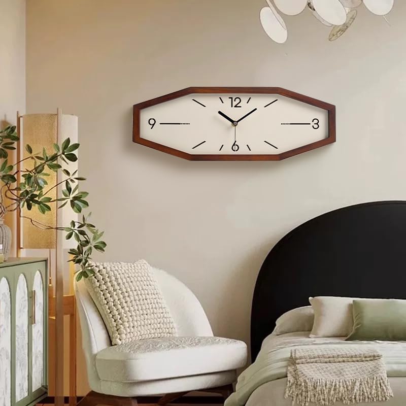 Battery Operated Mid-Century Brown Wall Clock — 18" - View 6
