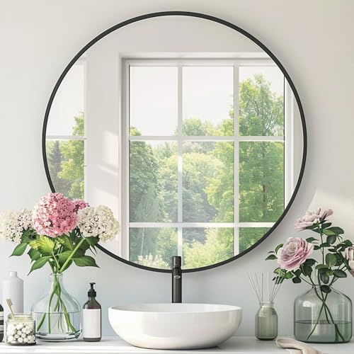 Round Black Mirror — 30"