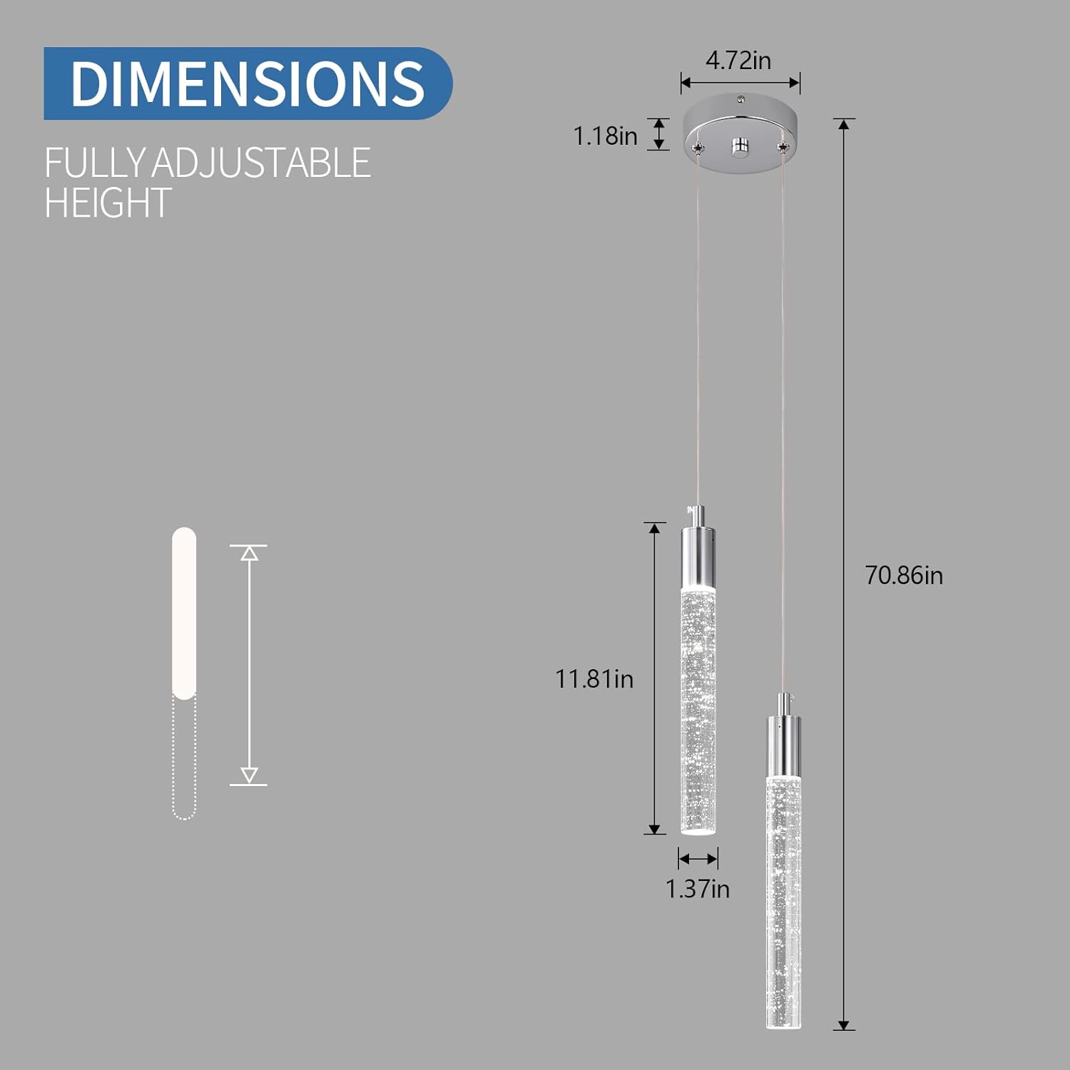 Dimmable Luxe Black Pendant Light — 2-Light - View 5